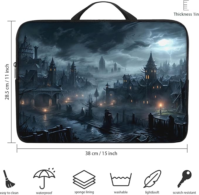 Laptop Sleeve Bag with Handle Computer Protective Soft Cover Case for 14 Inch 13 Inch Laptop,Fantasy Castle