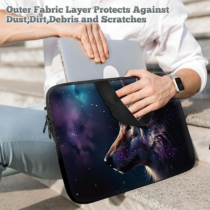 Laptop Sleeve Case Bag 13 inch, Magic Wolf Slim Carrying Case Durable Handbag Travel Laptop Bag for 13 inch MacBook Air M3/M2/Pro M2/ 13" iPad Pro/Air M4/M2 2024