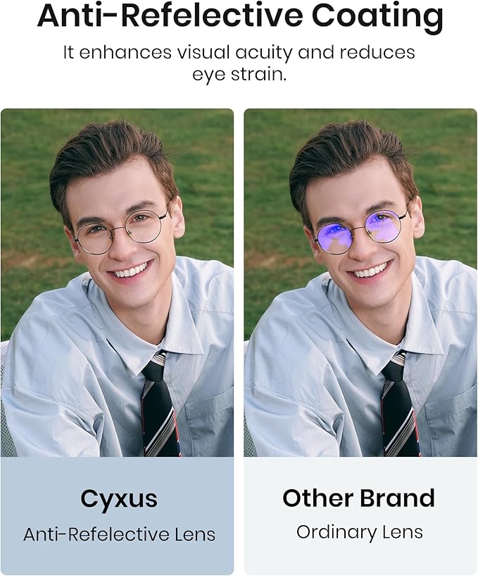 Cyxus Blue Light Glasses for Men and Women, Round Metal Frame Computer Eyeglasses for Office, Gaming, Reading 8090