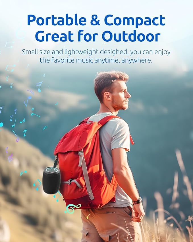 Bluetooth Speaker, Portable Wireless, Powerful Stereo Sound, IPX5 Waterproof, 15H Playtime, BT5.3, TWS Surround Pairing, Electronics Gadgets for Outdoor/Home/Party/Travel/Beach/Shower, Birthday Gifts