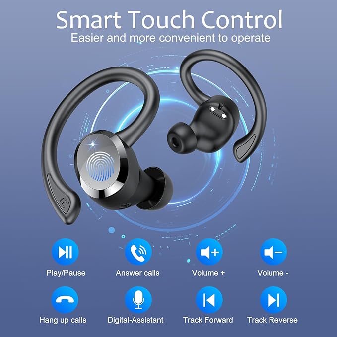 Ear Buds Wireless Bluetooth Earbuds, Bluetooth 5.4 Headphones 68hrs Playtime Sport Earphones with LED Display ENC Noise Cancelling Mic, IPX7 Waterproof Earbuds with Hook for Sports/Workout/Running