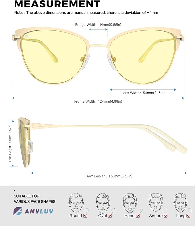 ANYLUV Blue Light Glasses for Woman Men, Womens Blue Light Blocking Glasses Computer Glasses Anti Eyestrain