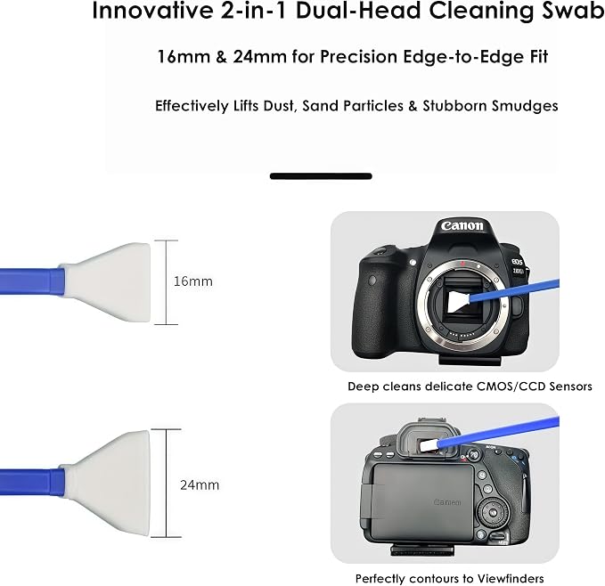 APS-C Camera Sensor and Lens Cleaning Kit, Mirrorless and DSLR Camera Cleaning Kit, Including Cotton Swabs, Dust Free Cloth, Cleaning Brush - Image 5