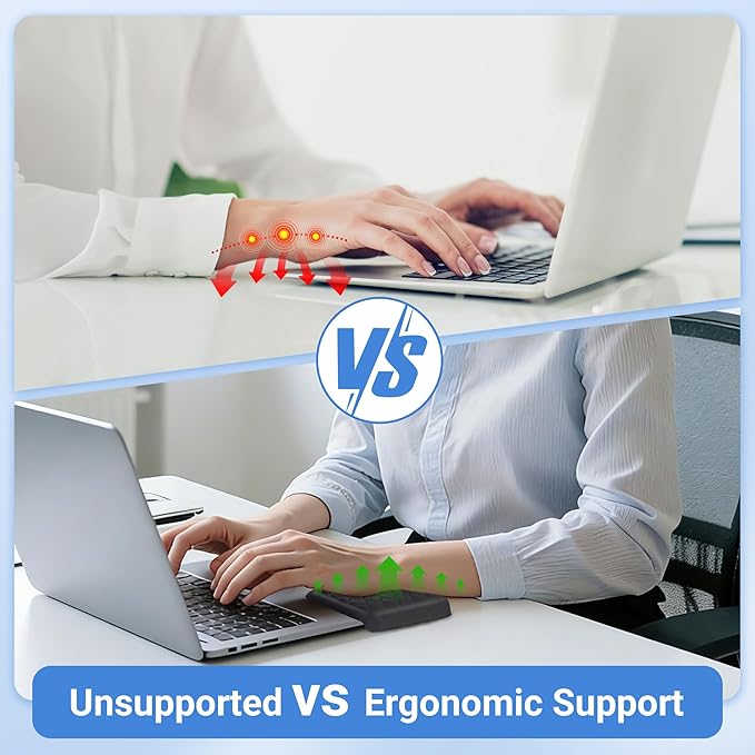MEKASS Wrist Rest for Laptop, Soft Memory Foam Computer Keyboard Pad with Wrist Support, Relieve Carpal Tunnel Wrist Pain, Wrist Cushion for Typing, Studing, Working (Black)