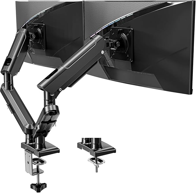 Dual Monitor Stand for 13-32 Inch Computer Screens, Dual Monitor Arms, Each Arm Holds 4.4-22lbs, Fully Adjustable Monitors Desk Mount with C-Clamp and Grommet Base, VESA 75x75/100x100mm