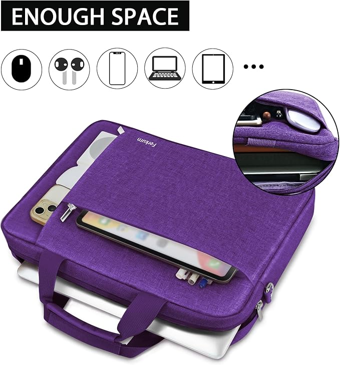 Ferkurn Laptop Bag Case for Women Men Computer Bag Compatible with HP Envy Pavilion Omen/LG Gram/MSI/Dell Inspiron XPS/Lenovo/Acer, Shoulder Strap Carrying Messenger Briefcase, Purple, 17 17.3 Inch