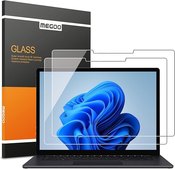 Megoo Screen Protector for Surface Laptop 6/5 13.5 Inch,Tempered Glass/Easy Installation/Ultra Clear/Round Edge, Compatible for Microsoft Surface Laptop 4/3/2/1, 2-Pack