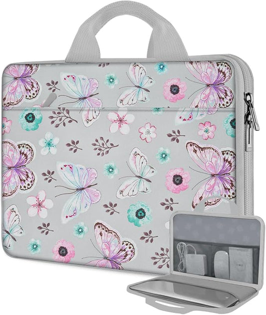 Hseok Laptop Case 13.3-14 inch Sleeve, TSA Computer Handbag Water-Resistant and Shockproof Bag Compatible with MacBook Pro/Neo 14", Mac Air/Pro 13.3" and 13"-14" Notebooks Chromebooks,Butterfly