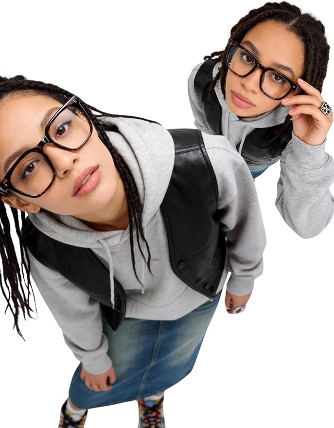 Overzied Square Blue Light Glasses for Woman Man Anti Glare Reduce Eyestrain for Gaming/Computer/Screen