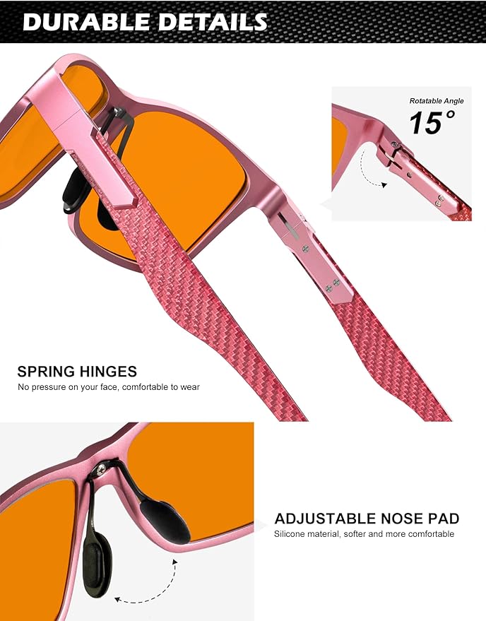 ANYLUV Carbon Fiber Reading Glasses for Men Women, Blue Light Blocking Computer Readers, Anti Glare Spring Hinge