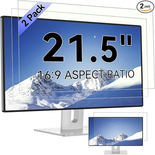 [2-Pack] 21.5 Inch Computer Blue Light Blocking Screen Protector for 16:9 Widescreen Monitor, Anti Glare Anti-UV Eye Protection Desktop PC LED Monitor Filter, Removable Anti-Scratch Screen Film 21in