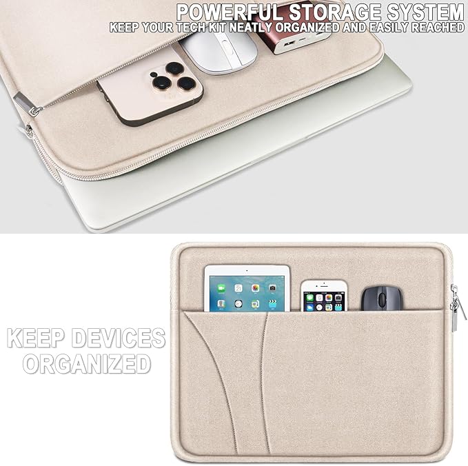 Laptop Case 14 inch, Slim Traveling Laptop Sleeve Cover with Zippered Pocket, Shockproof Protective Carrying Briefcase Computer Bag for 14" MacBook Air/Pro, HP, Dell, Lenovo, Acer, Light Pink