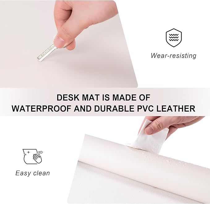 Leather Desk Pad Protector,Non-Slip Desk Pad,on-Slip PU Leather Large Mouse Pad,Easy Clean Desk Protecor Mat,Writing Pad for Office Work/Home/Decor(Blue, 35.4" x 17")