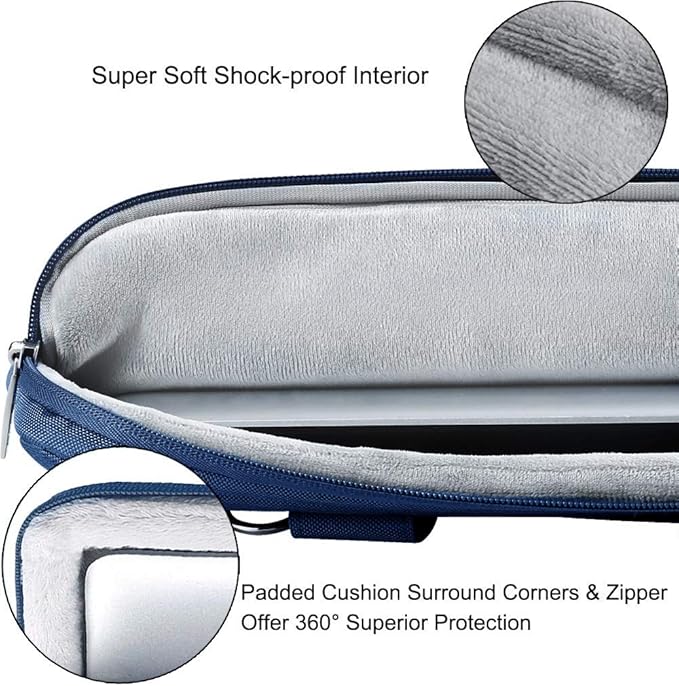 Voova Laptop Bag 17 17.3 Inch, 360° Protective Laptop Case Sleeve with Shoulder Strap Compatible with 17-18 Inch Lenovo Asus Acer Dell Hp, Waterproof Computer Bag Slim Briefcase for Men Women, Blue