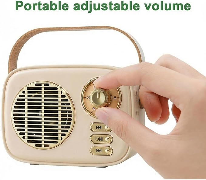 Retro Bluetooth Speaker, Vintage Decor, Gifts for Women Men Teen Girls,Portable Wireless Bluetooth Speaker, Cute Aesthetic Style for Office Kitchen Desk Bedroom Outdoor Support USB/TF Card/AUX (Beige)