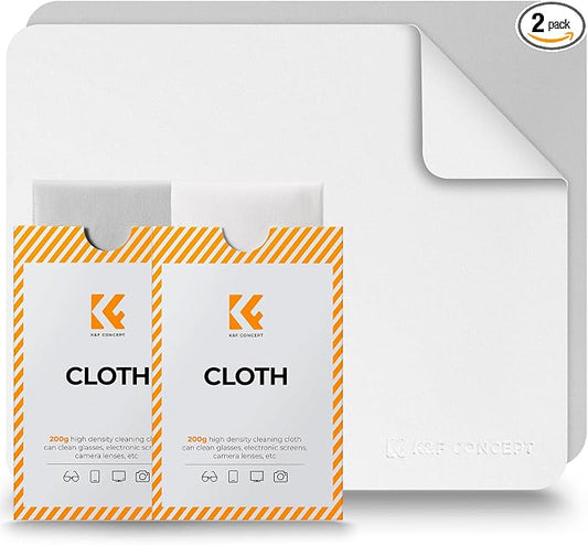 K&F CONCEPT 2 Pack Lens Cleaning Cloth | Microfiber Cleaning Cloth | Glasses Cleaning Cloths | Eyeglass Lens Cleaner | Eyeglasses, Camera Lens, VR/AR Headset, and Screen Cleaning | White & Grey by KFCONCEPT