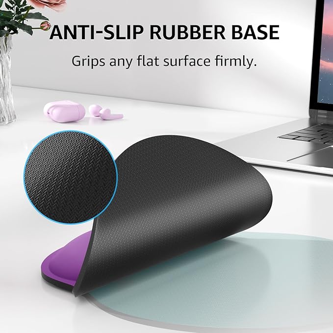 KTRIO Ergonomic Keyboard Wrist Rest and Mouse Pad with Wrist Rest Set, Memory Foam Wrist Support for Typing, Gaming, Office and Home Use, Pale Pink, Violet Purple