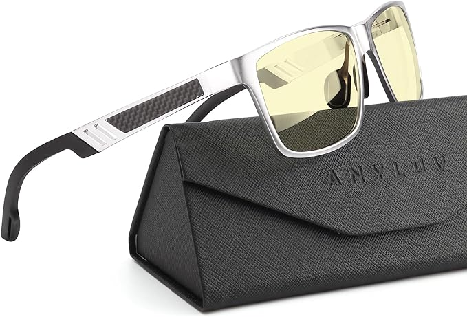 ANYLUV Blue Light Blocking Glasses Men Computer Gaming Glasses Lightweight Al-Mg Metal Anti Eyestrain Eye Protection