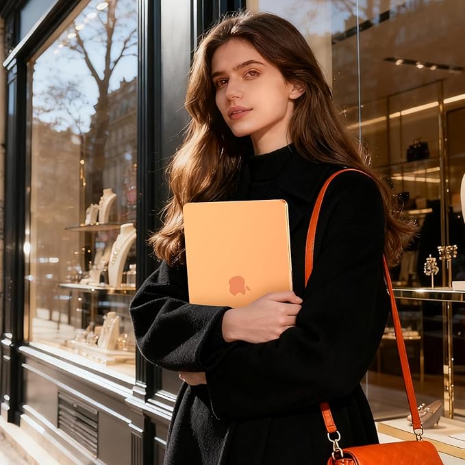 EooCoo Case Compatible with MacBook Pro 14 inch M5 2026-2021 M4 M3 M2 M1 Pro/Max Chip, Official Color-Matched Armor, Frosted Hard Shell Case with Keyboard Cover, Screen Protector - Matte Cosmic Orange