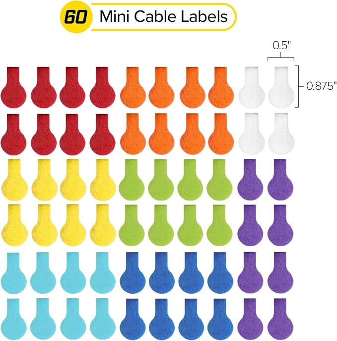 Wrap-It Storage - Mini Multi-Color Cable Labels (60 Pack) - Colorful Charger & Wire Labeler - Image 3