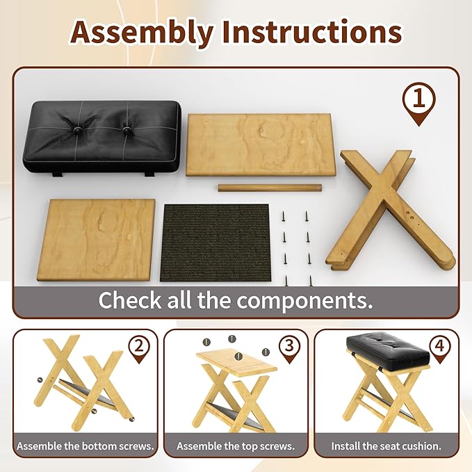 Wooden Office Foot Rest Under Desk Adjustable Height, Foot Rest for Changing Sitting Posture in The Office (Pine Wood)