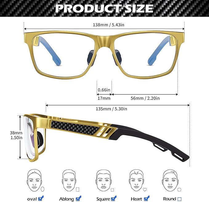 ANYLUV Blue Light Blocking Glasses Men Computer Gaming Glasses Lightweight Al-Mg Metal Anti Eyestrain Eye Protection