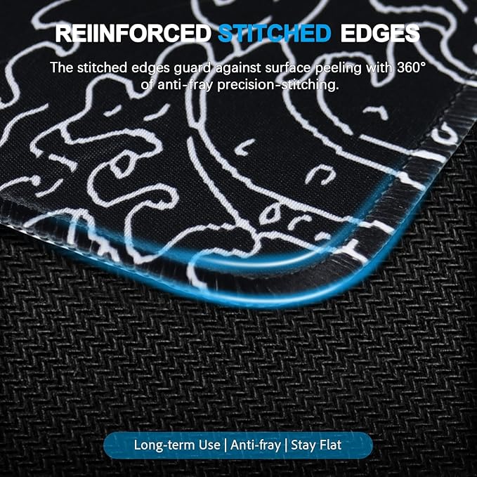 Large Gaming Mouse Pad, Waterproof Mousepad with Stitched Edges, Non-Slip Rubber Base, XXL Computer Long Keyboard Mouse Mat for Gamer, Office & Home, 31.5" x 15.7", Waves