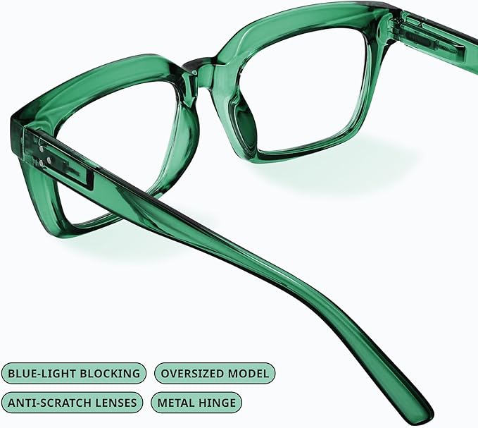 IBOANN Oversized Blue Light Glasses for Woman, Funky Fashion Glasses With Preppy Look, Reduce Screen Fatigue Computer Glasses