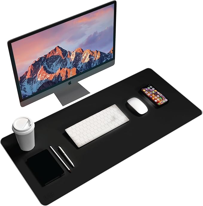 Black+Decker Faux Leather Desk Mat for Keyboard and Mouse - Office Desk Accessories - Protective Office Desk Decor Men, Women, Teens - Desk Pad Mat for Gaming, Work from Home, Office - Desk Organizers