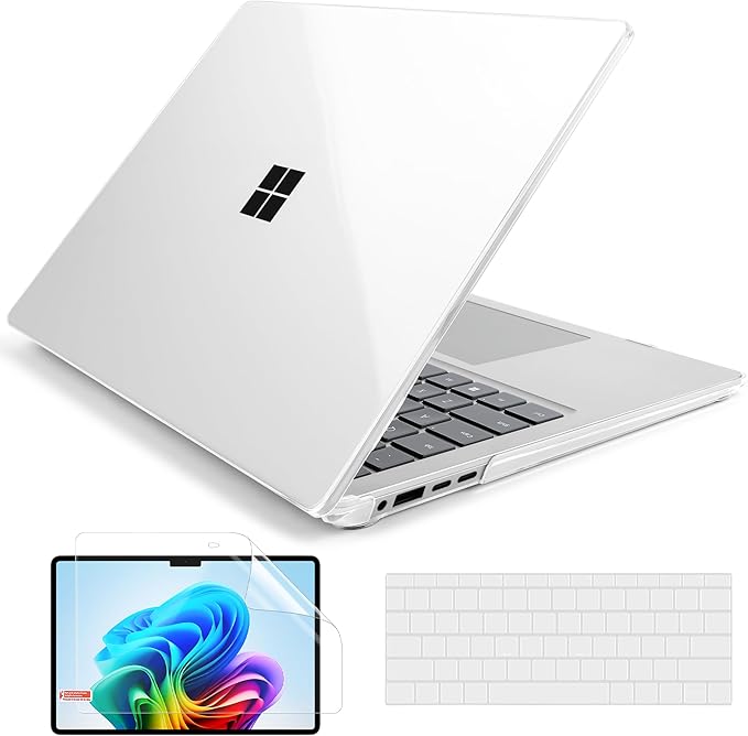 Batianda Crystal Case for 15-inch Microsoft Surface Laptop 7th Edition (2024-2025 Release) Lightweight Durable Scratch-Resistant Easy Install, with Keyboard Cover & Screen Protector, Transparent