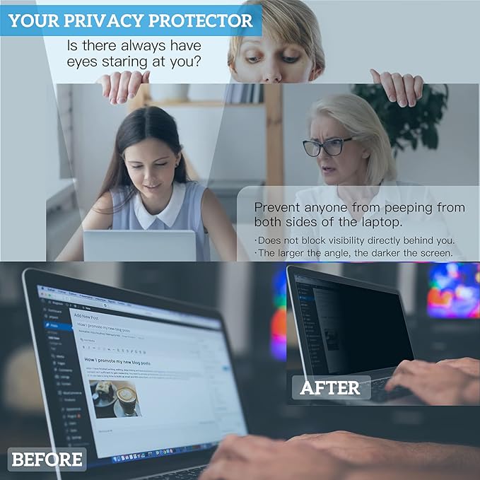 FILMEXT Laptop Privacy Screen 15.6 inch Privacy Screen Filter for Laptop 15.6" Asus/15.6" Acer/15.6HP/Dell/Toshiba 16:9, Anti-Spy,Anti-Glare Anti Blue Light-with Matte/Glossy surface
