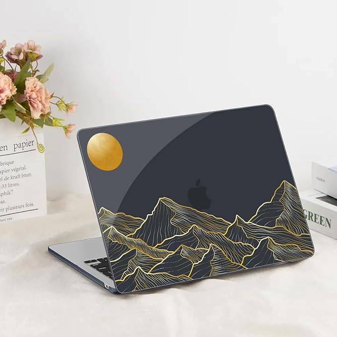 G JGOO Compatible with MacBook Air 13 inch Case 2026 2025-2022 M5 A3449 M4 A3240 M3 A3113 M2 A2681, Hard Shell for MacBook Air 13.6 inch Case + Keyboard Cover + Screen Protector, Abstract Mountain