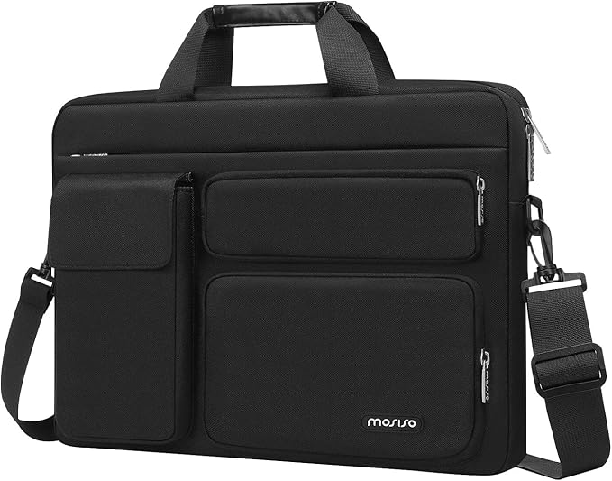 MOSISO Laptop Shoulder Bag 13 inch, 13 inch Computer Bag Compatible with MacBook Neo 13 inch/Air 13.6 M5 M4 M3 M2/Air 13 M1/Pro 13 M2 M1 with 2 Raised&1 Flapover&1 Horizontal Pocket&Handle&Belt, Black