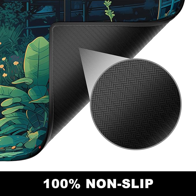 BOSOBO Large Mouse Pad, Desk Pad, XXL XL Extended Gaming Mouse Pad, Desk Mat for Office & Home, Long Keyboard Mat, Huge Mouse Pad, Desktop Full Cover 35.5 x 15.7 Inches, Art Lofi Flower Room
