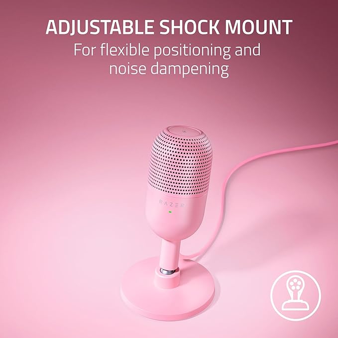 Razer Seiren V3 Mini USB Microphone: Condenser Mic - Supercardioid Pickup Pattern - Tap-to-Mute Sensor with LED Indicator - Shock Absorber - Ultra Compact - PC, Discord, OBS Studio, XSplit - Quartz