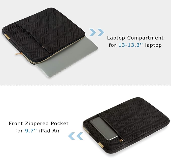 Laptop Sleeve,BAGSMART Laptop Cover Compatible with 13-13.3 inch Notebook,MacBook Air,MacBook Pro 14 Inch,Computer,Water Repellent Protective Case with Pocket,Black