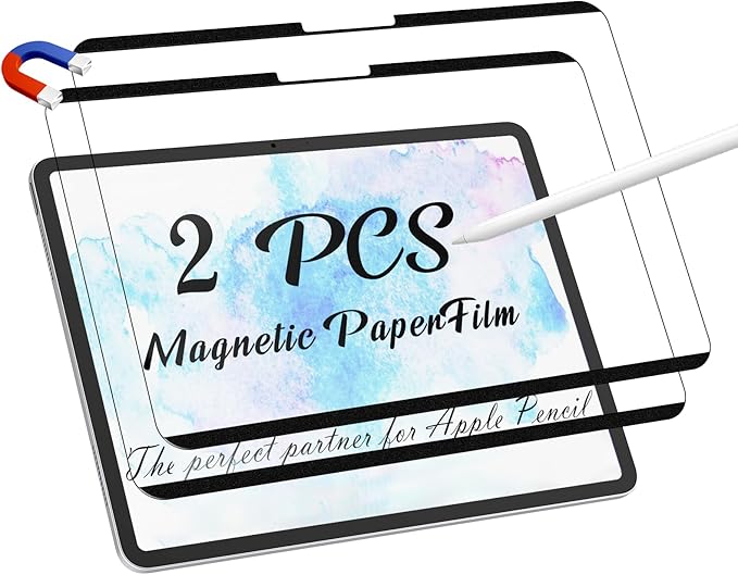 Peslv 2 Pack Magnetic Paperfilm for iPad Air 11 Inch (2024-2026, M2 M3 M4), Feel Like Writing Drawing On Paper, Matte Removable Anti Glare Fingerprint Screen Protector Blue Light Filter