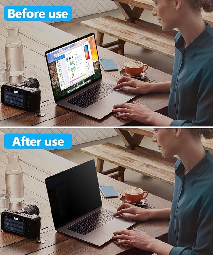 PYS 4-Way Privacy Screen for Laptop 14 Inch 16:9-360° Anti-Spy Filter, Matte Anti-Glare Protector, Scratch-Resistant Film, Laptop Privacy Filter Shield