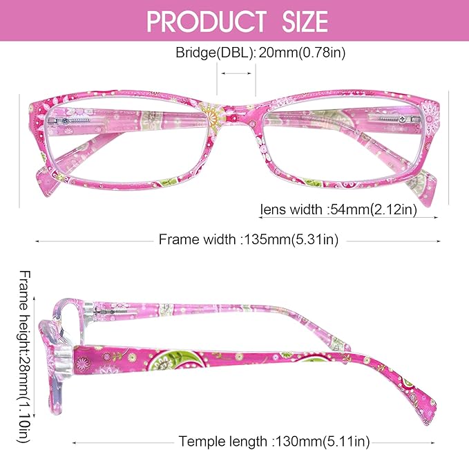 Henotin 6-Pack Reading Glasses Blue Light Blocking Anti Eyestrain Computer Reading Glasses for Women and Men Readers (Mix Color-D, 2.75, Diopters)