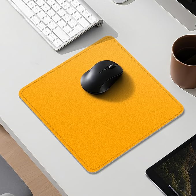 Dual Sided Leather Desk Mat - Waterproof Desk Pad - Ideal for Large Mouse Pad and Desk Mats on Top of Desks (Yellow, 11"*8")