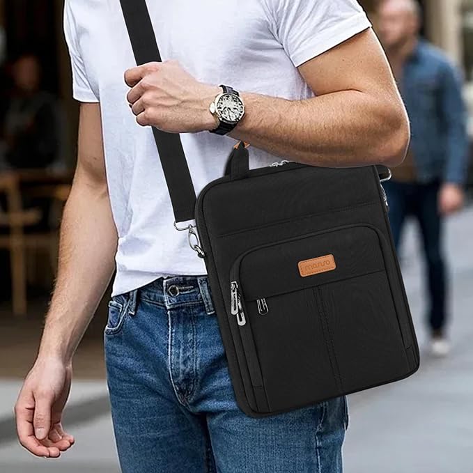 MOSISO 12.9 inch Tablet Sleeve Bag Compatible with iPad Pro 13 M4&iPad Air 13 M3 M2,iPad Pro 12.9 M2 M1 6/5,Surface Laptop Go 12.4,Galaxy Tab S8+/S9+ 12.4, Carrying Case Bag with 3 Pockets, Black