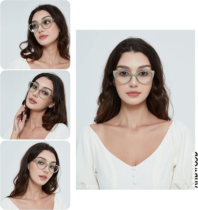 ANDWOOD Blue Light Blocking Glasses Women Bluelight Blocker Computer Cateye Clear Cat Eye Eyeglasses Frame AR003