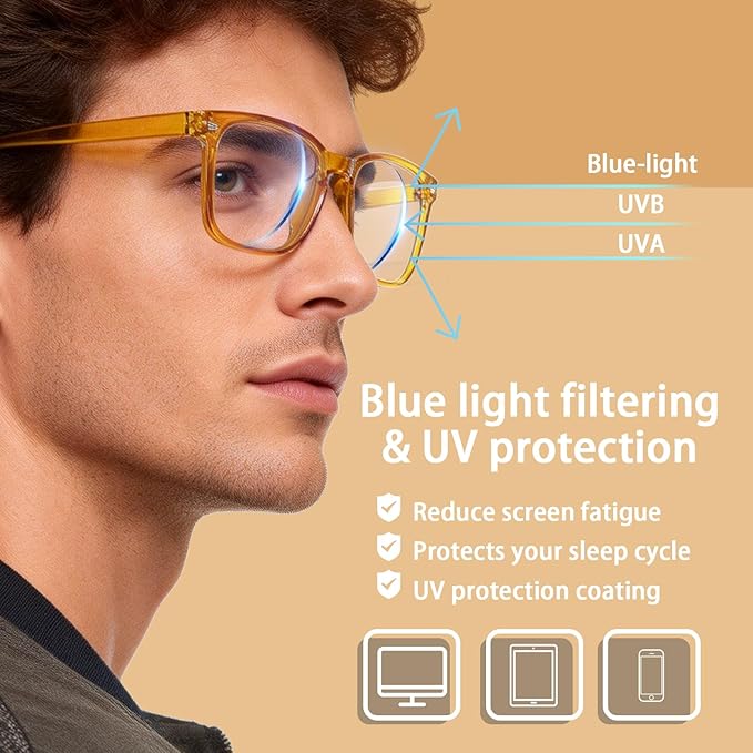 BIRDDIE Blue Light Blocking Glasses for Women & Men, UV400 Anti-Glare Computer Glasses for Gaming,Reading & Eye Strain Relief
