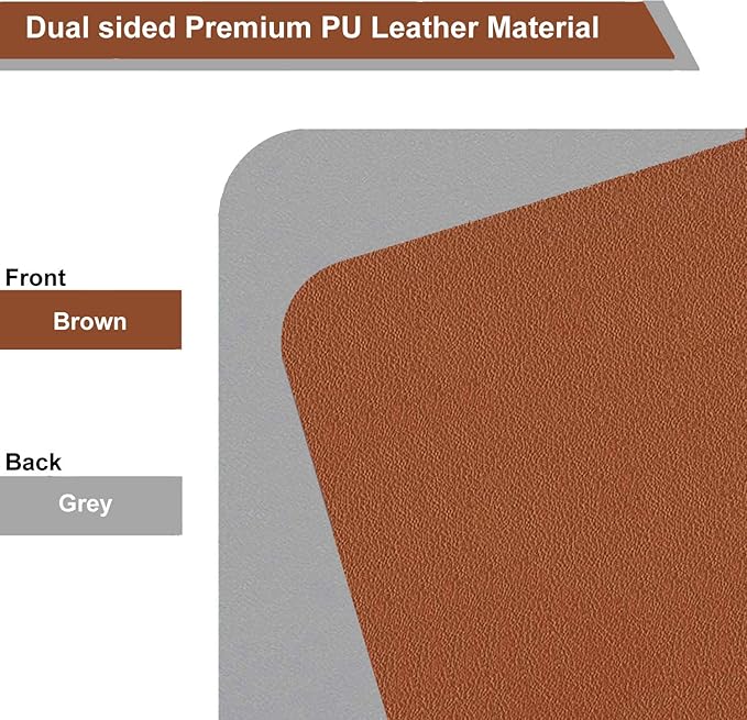 Dual Sided PU Leather Desk Pad, Mouse Pad, Office Desk Mat, Non-Slip Laptop Desk Pad, Waterproof Desk Writing Pad for Office and Home (31.5" x 15.7", Brown+Silver)