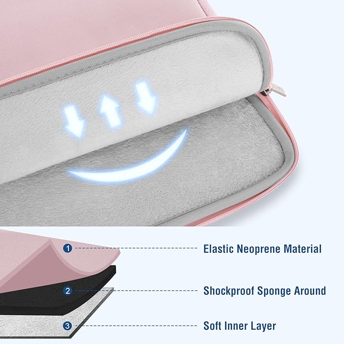 MOSISO Laptop Case 16 inch, 15-15.6 inch Laptop Sleeve Bag Compatible with MacBook Pro 16 M5 M4 M3 M2 M1, HP Acer Dell Lenovo ASUS Notebook, Neoprene Computer Sleeve Bag with Small Case, Baby Pink