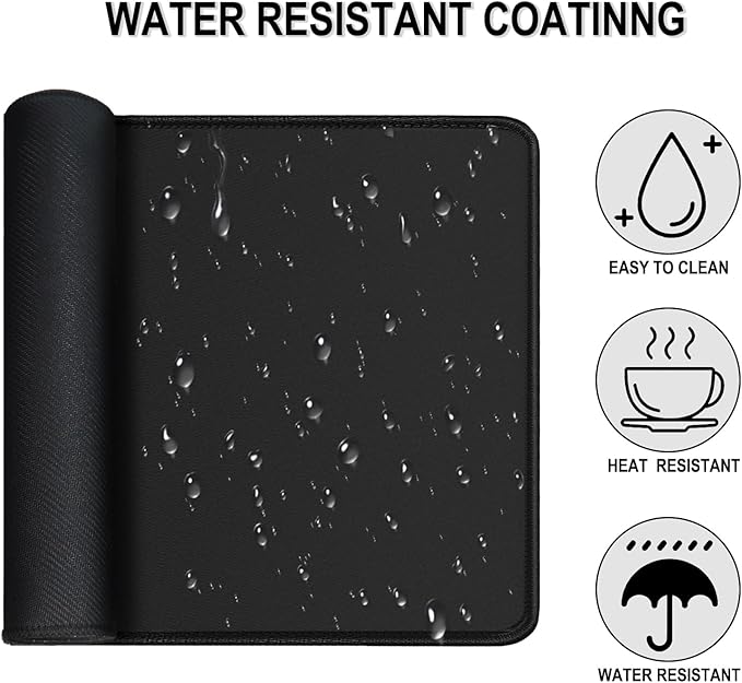Large Gaming Mouse Pad, 31.5" x15.7" Large Extended Desk Mat with Superior Micro-Weave Cloth, Water Resist Keyboard Mousepad with Non-Slip Base, Laptop Desk Pad for Office Home Gaming, Black