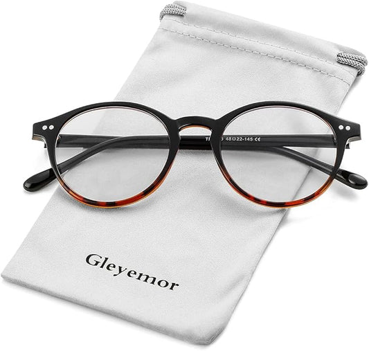 Gleyemor Blue Light Glasses for Men Women, Vintage Round Frame Computer Eyeglasses