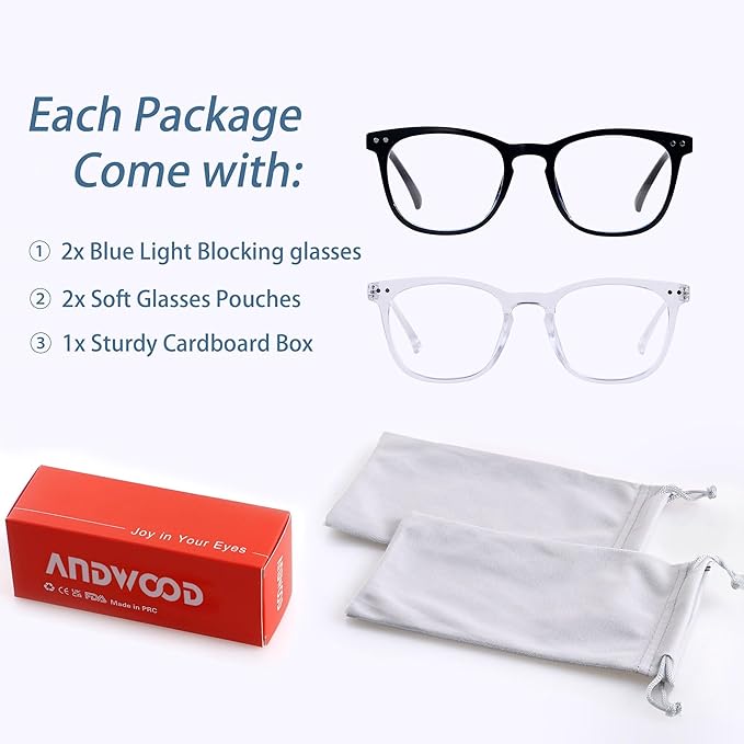 ANDWOOD Blue Light Blocking Glasses Women Men Computer Small Face Clear Bluelight Blocker Eyeglasses Frame