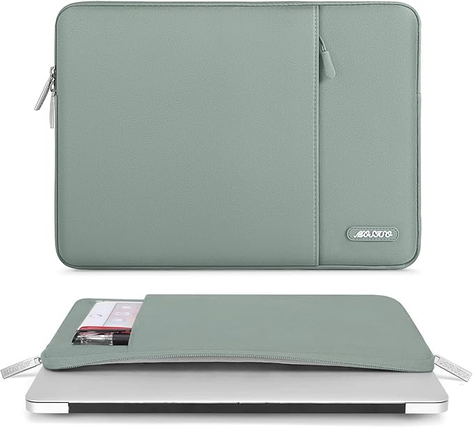 MOSISO Laptop Case 15 inch, 15 inch Laptop Sleeve Compatible with MacBook Air M5 A3448 M4 A3241 M3 A3114 M2 A2941 2026-2023, Dell XPS, Polyester Vertical Computer Sleeve Bag with Pocket, Antique Green