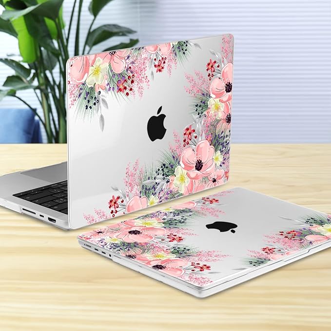 Batianda for MacBook Pro 14 Inch Case 2026-2021 Release M5 M4 M3 M2 M1 Pro/Max, 1.2mm Slim Graphic Hard Shell Cover with Keyboard Cover, Screen Protector 4-in-1 Bundle, Beautiful Floral